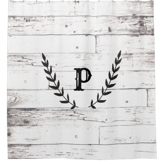 ホワイトウッドシャビー素朴ビーシックなローレルカントリー シャワーカーテン (正面)