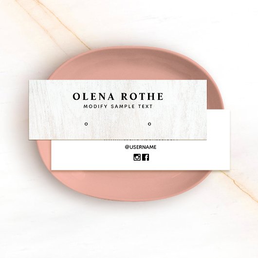 ホワイトウッドスタッドイヤリングジュエリー表示 コーリングカード