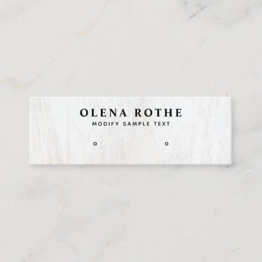 ホワイトウッドスタッドイヤリングジュエリー表示 コーリングカード (正面)