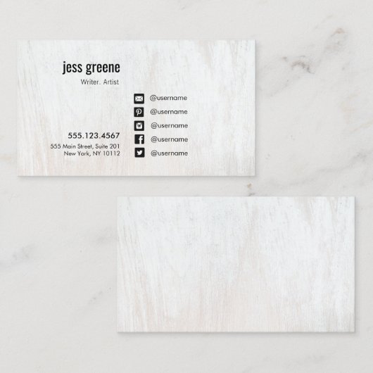 ホワイトウッドソーシャルメディアのアイコンの名刺 名刺 (正面/裏面)