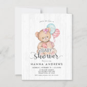 ホワイトウッドテディベアガールベビーシャワー招待状 マグネット招待状 (正面)