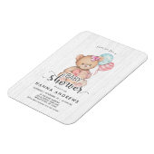 ホワイトウッドテディベアガールベビーシャワー招待状 マグネット (左側)