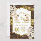 ホワイトウッドバプテスマ1stバースデーツインボーイ&ガール 招待状 (正面)