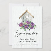 ホワイトウッドパープル素朴フローラバードハウス セーブザデート (正面)