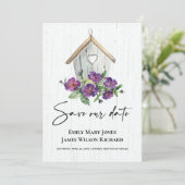 ホワイトウッドパープル素朴フローラバードハウス セーブザデート (スタンド正面)