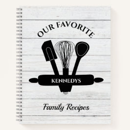 ホワイトウッドファミリーパーソナライズされたレシピ料理帳 ノートブック