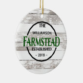 ホワイトウッドファームハウスファミリーネームクリスマス セラミックオーナメント (右)