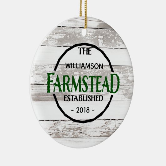 ホワイトウッドファームハウスファミリーネームクリスマス セラミックオーナメント (右)