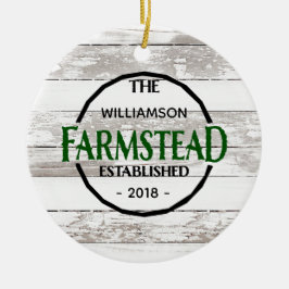 ホワイトウッドファームハウスファミリーネームクリスマス セラミックオーナメント