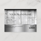 ホワイトウッドボードウッドグレインロゴシルバーデコール 名刺 (裏面)