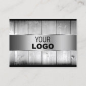 ホワイトウッドボードウッドグレインロゴシルバーデコール 名刺 (正面)