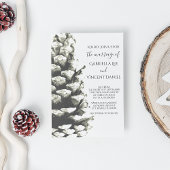 ホワイトウッドランドのナチュラルパイン結婚コーン 招待状