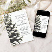 ホワイトウッドランドのナチュラルパイン結婚コーン 招待状