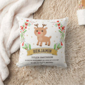 ホワイトウッドランドトラインデア男の赤ちゃん誕生統計 クッション (ブランケット)