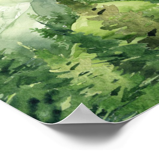 ホワイトウッドランドハッピーカンパーファースト誕生日ウェルカム ポスター (角)