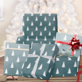 ホワイトウッドランドフォレストツリーズブルースプルース ラッピングペーパー