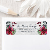 ホワイトウッドレッドポインセティアホリーベリーラベル ラベル (インサイチュ)