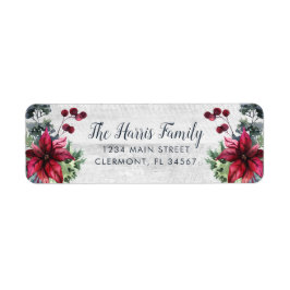 ホワイトウッドレッドポインセティアホリーベリーラベル ラベル