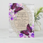 ホワイトウッドレースバタフライウェディング 招待状 (スタンド正面)