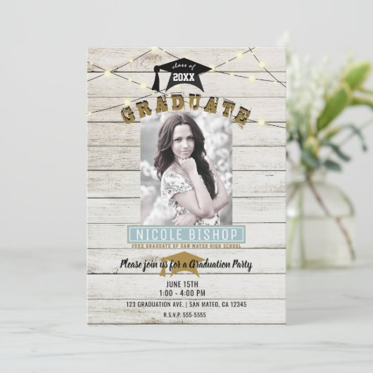 ホワイトウッドレースライト卒業パーティー 招待状 (スタンド正面)