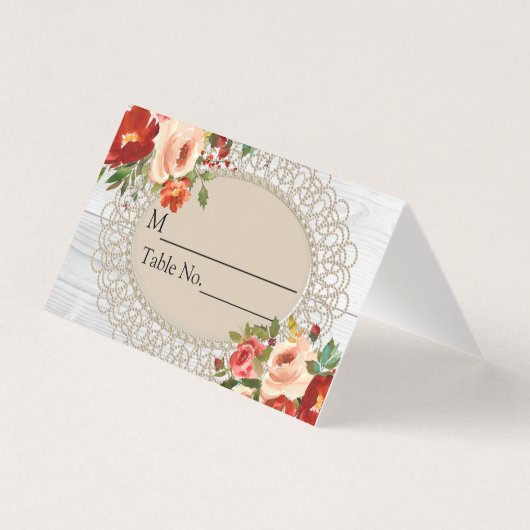 ホワイトウッドレース折り畳みテーブルカード (正面)