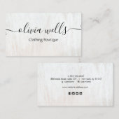 ホワイトウッド手書きスクリプトSNSバス 名刺 (正面/裏面)