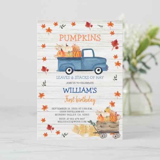 ホワイトウッド最初の小さな青王室のいトラックの誕生日 招待状 (スタンド正面)