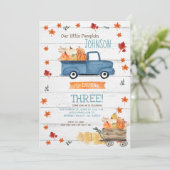 ホワイトウッド秋ファームネイビーパンプキン誕生日 招待状 (スタンド正面)