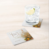 ホワイトウッド秋結婚フラワーズコースター スクエアペーパーコースター (インサイチュ)