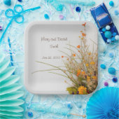 ホワイトウッド秋結婚フラワーズ紙プレート ペーパープレート (パーティー)