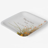 ホワイトウッド秋結婚フラワーズ紙プレート ペーパープレート (傾斜あり)