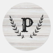 ホワイトウッド素朴シャビーシックローレル結婚式の引き出物 ラウンドシール (正面)