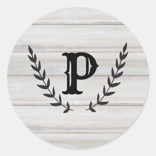 ホワイトウッド素朴シャビーシックローレル結婚式の引き出物 ラウンドシール (正面)