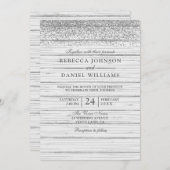 ホワイトウッド素朴シルバーグリッターウェディング招待 招待状 (正面/裏面)