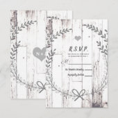 ホワイトウッド素朴ファームハウスカントリーウェディングRSVP 出欠カード (正面/裏面)