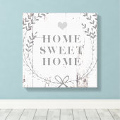 ホワイトウッド素朴ファームハウスホームスウィートホーム キャンバスプリント (インサイチュ (ウッドフロア))