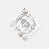 ホワイトウッド素朴ファームハウスモノグラム結婚ズ スタンダードカクテルナプキン (角)