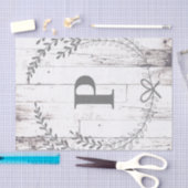 ホワイトウッド素朴ファームハウスモノグラム結婚ズ 薄葉紙 (クラフト)