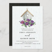 ホワイトウッド素朴フローラバードハ結婚ウス 招待状 (正面/裏面)