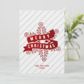 ホワイトウッド素朴レッドスノーフレークメリークリスマス シーズンカード (スタンド正面)