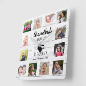 ホワイトウッド12フォトコラージグランキッズ引用文 スクエア壁時計 (傾斜)