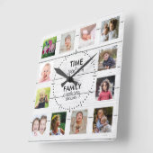 ホワイトウッド12写真テンプレートタイムファミリー引用文 スクエア壁時計 (傾斜)