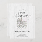 ホワイトウッド&キャリッジガールベビーシャワー招待状 インビテーションポストカード (正面/裏面)