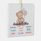 ホワイトウッド&テディベアベビーガール誕生キープサケ セラミックオーナメント (右)