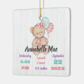 ホワイトウッド&テディベアベビーガール誕生キープサケ セラミックオーナメント (左)