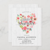 ホワイトウッド&ハートガールベビーシャワー招待状 招待状 (正面/裏面)