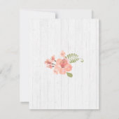 ホワイトウッド ピンクの花の誕生日パーティー招待状 招待状 (裏面)