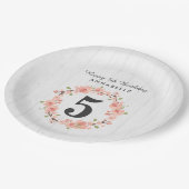 ホワイトウッド&ピーチフローラリースハッピーバースデー ペーパープレート (アングル)