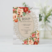 ホワイトウッド レース 赤い花 バラ ラスティック RSVP (スタンド正面)
