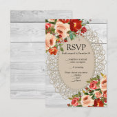 ホワイトウッド レース 赤い花 バラ ラスティック RSVP (正面/裏面)
